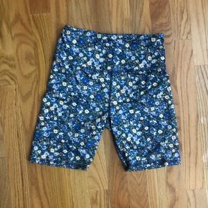 Blue and Green Floral SO Biker Shorts S/XS